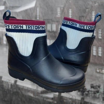Calcetín corto Tretorn Lia para mujer azul marino/blanco con logotipo botas de invierno/lluvia/nieve, talla 7 Foto 1 de 4
