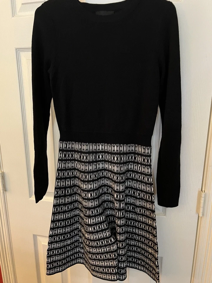 Vestido Suéter Cynthia Rowley Dos Tonos Manga Larga Talla XS Foto 1 de 3