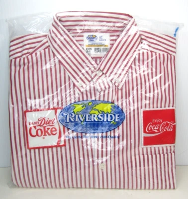 Camisa de Trabajo Uniforme Empleado Coca-Cola Diet Coke De Colección Manga Larga M Rayas Rojas Foto 1 de 4
