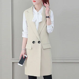 Women's Jacket Vest New Ladies Sleeveless Waistcoat Slim Long Top Coat XS-2XL - Picture 1 of 7