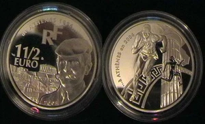 2003 France Large Silver Proof 1.5 euro-Athens Olympics/Coubertin - Picture 1 of 1