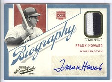 2012 Prime Cuts Biography #10 Frank Howard 3 Color Prime Patch Autograph #3/5