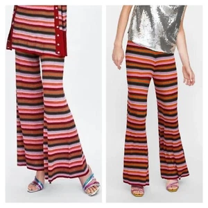 Zara Womens S Special Edition Retro Striped Flare Pants High Waist Bell Bottoms - Picture 1 of 8