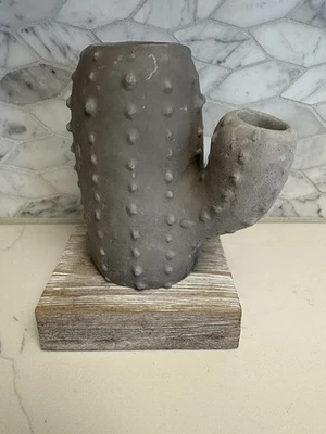 Estatua de cactus gris soporte de planta de aire maceta suculenta de cerámica Foto 1 de 4