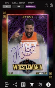 TOPPS WWE SLAM DIGITAL JEY USO SUPER RARE WRESTLEMANIA 25 - Picture 1 of 2