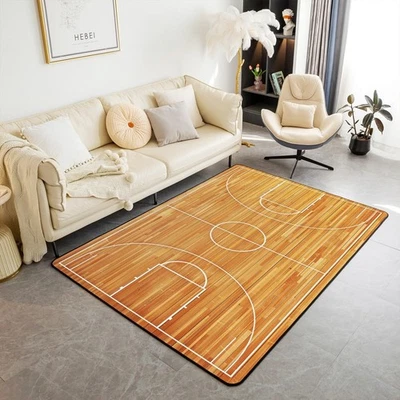 Alfombra de área de baloncesto 3'x5' alfombra deportiva alfombras de cancha de baloncesto para sala de estar... Foto 1 de 4
