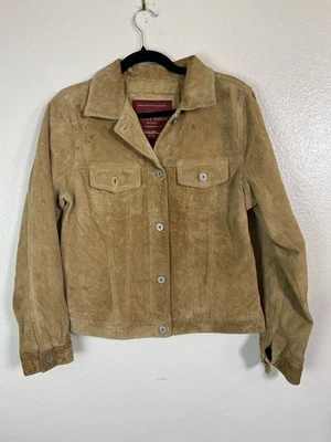 Chaqueta Eddie Bauer Seattle Gamuza Marrón Cuero Genuino Lavable Mujer Pequeña Tostada Foto 1 de 4