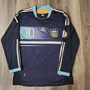 Messi Argentina 2011 Away Soccer Jersey Long Sleeve Adidas Size 16 - Picture 1 of 4