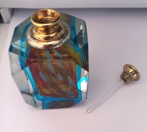 Murano Sommerso Facet cut crystal glass perfume bottle Art Glass 3" - Picture 1 of 8