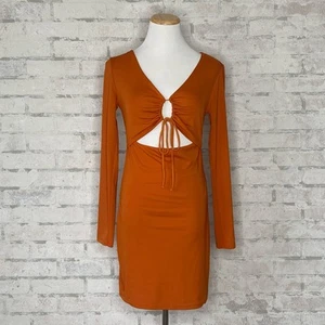 Zara | Orange Long Sleeve Cut Out Mini Dress - Picture 1 of 5