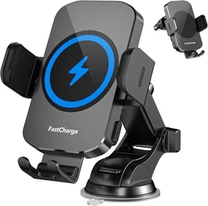 Wireless Car Charger, Fast Charging 15W Auto Clamping Car Charger Phone Holder - Picture 1 of 9