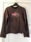 Ladies Oakley Brown Graphic Long Sleeved Top Size Xl (Approx 14) Late 90?S
