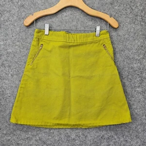 Preppy Mini Skirt Girls 12 Lime Green Duck Canvas Zip Pocket Y2K NEIGE USA 26x16 - Picture 1 of 10