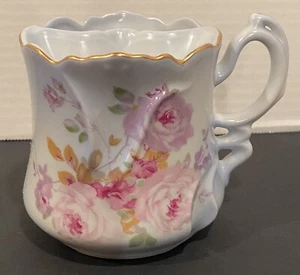 NIPPON PORCELAIN HANDLED MUSTACHE CUP MUG HAND PAINTED VINTAGE GOLD ACCENTS - Picture 1 of 8