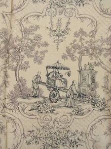 Brunschwig Fils ? Gold Silk Dupioni Chinoiserie Toile Print Fabric Gold Black 4Y - Picture 1 of 5