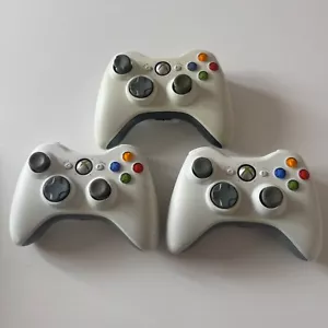 3 x Genuine Official Microsoft Xbox 360 Wireless Controller White - Foto 1 di 2