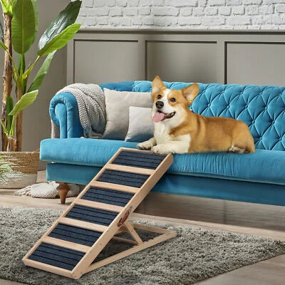 39" Long Wooden Folding Dog Cat Ramp Height Adjustment From 16.3" to 24"  - Image 1 of 4