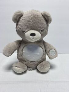 Carters Plush Bear Glow Belly Musical Light-Up Gray Baby Soother Night Light