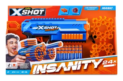 Pistola bláster de espuma Zuru X-Shot Insanity Maniac con 24 dardos de espuma *NUEVA*