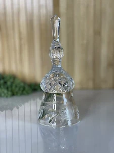 Beautiful Glass Hand Bell, Diamonds & Etched Roses, Hex Handle - Picture 1 of 4