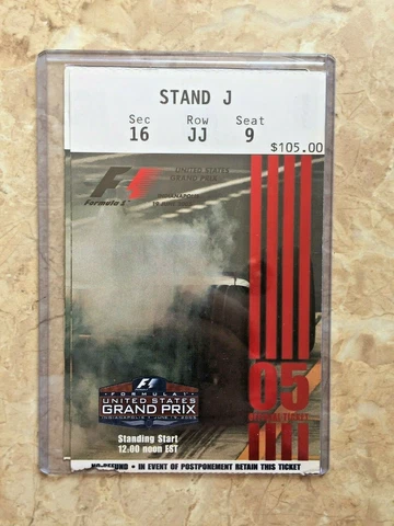 2005 US Grand Prix Ticket Stub *Worst Gran Prix Ever, Tire Safety Dispute Cover