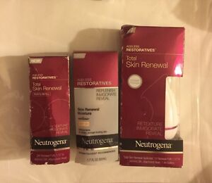 Set Of 3 Neutrogena Ageless Restoratives Total Skin Renewal Aplicator, Refill &