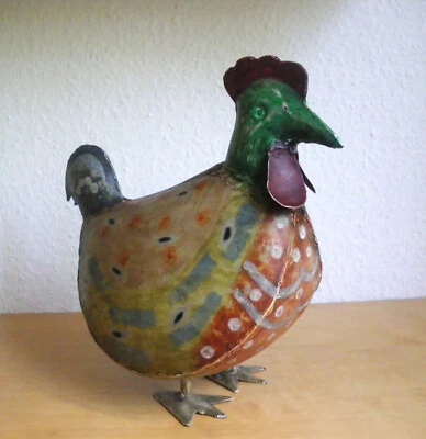 Metall Figur Huhn Hahn Henne Gockel 26 cm groß Deko Landhaus - Bild 1 von 4
