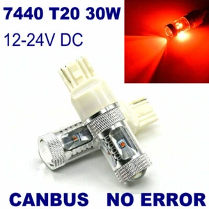 2x 30W Backup Reverse Turn Signal Light RED T20 Error Free 7440 6LEDs 5W Chips - Picture 1 of 12