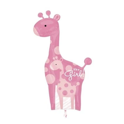 Fun Novelty Foil Balloons "It's A Girl" Pink Giraffe Large Size 107cm X 64cm - image 1 of 2