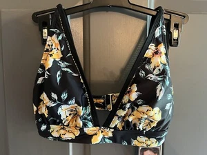 Neu mit Etikett Daisy Fuentes Damen-Bikinioberteil Blumen High Apex Tri Schwimmen Größe 6 Blumenmuster - Bild 1 von 9