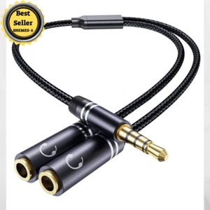 3.5mm Headphone Splitter Audio Stereo Extension Cable for Laptops PC Tablet..... - Picture 1 of 12