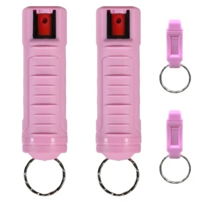 Police Magnum 1/2oz pepper spray 2 Pink Molded with 2 QUICK RELEASE Keychains OC