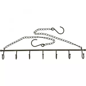 Hakenleiste Stange mit 7 Haken L 50 cm Wandhaken Wanddeko Metall - Bild 1 von 3