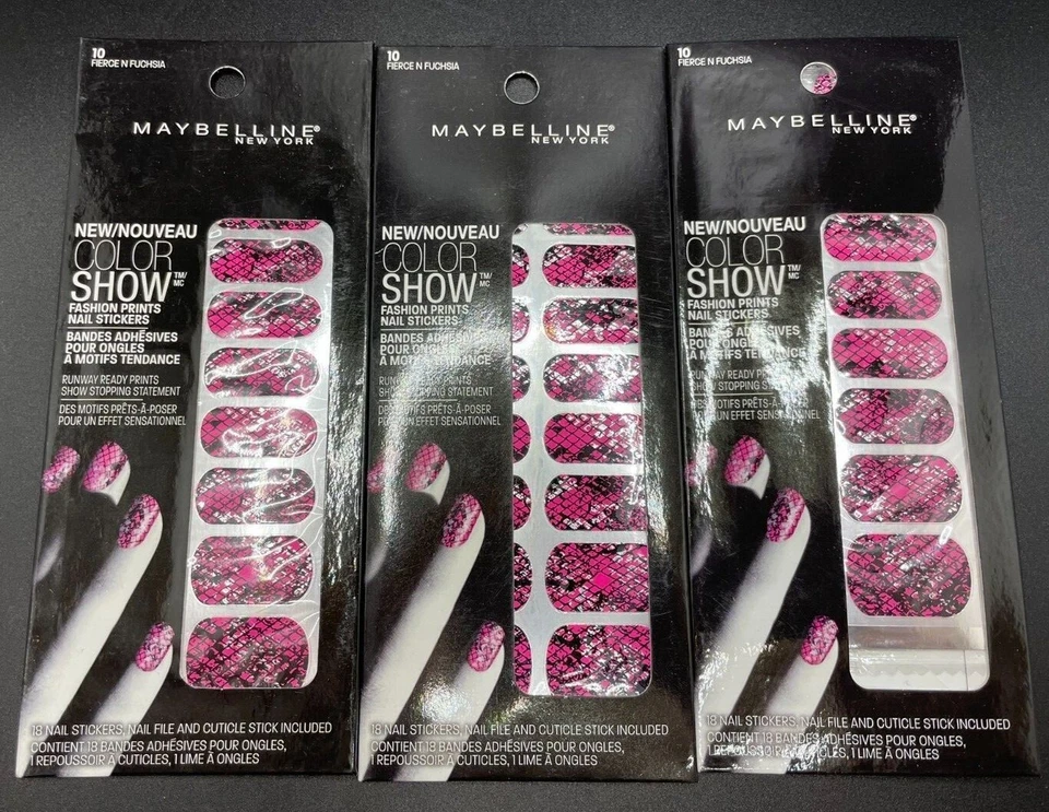 *3* Maybelline Color Show Fashion Nail Stickers/Wraps *MULTIPLE COLORS AVAILABLE Foto 1 de 1