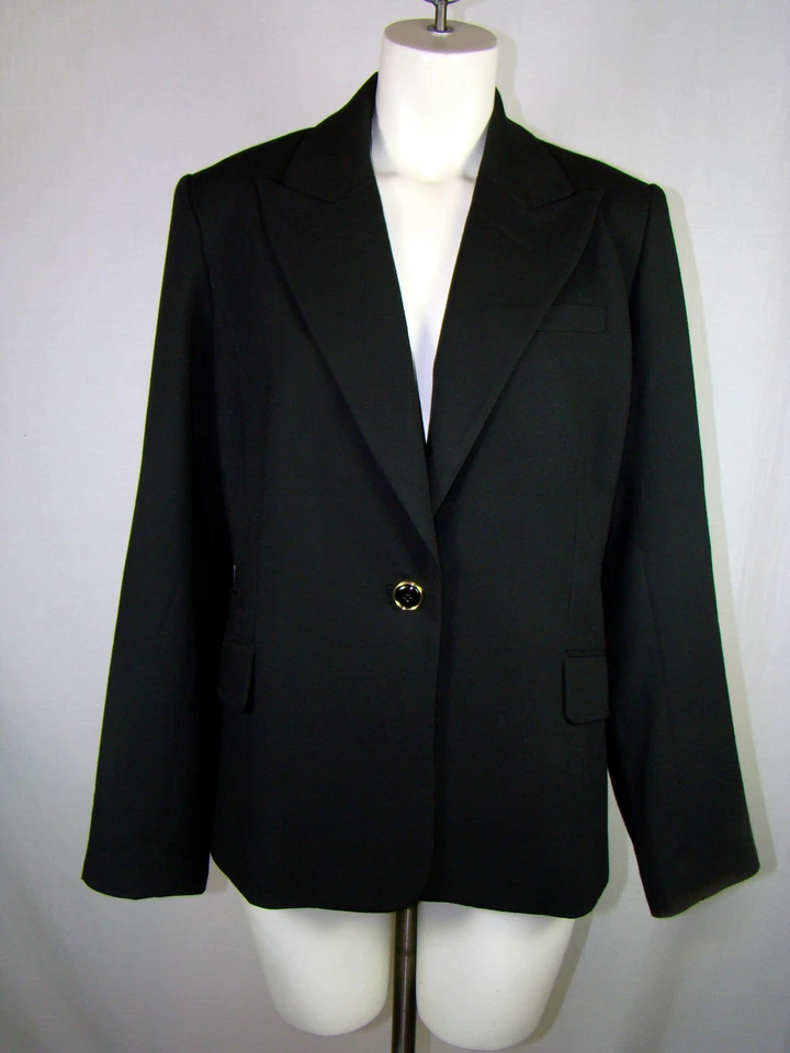 Chaqueta Blazer CACHE Para Mujer Negra Con Cordones Espalda Forro Leopardo NUEVA NUEVA CON ETIQUETAS Talla 12 Foto 1 de 4