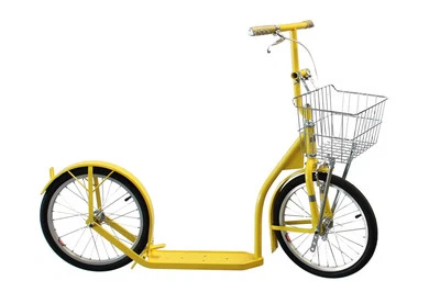 Bicicleta de pie 16" AMISH KICK SCOOTER AMARILLO BRILLANTE con cesta freno de mano HECHO en EE. UU. Foto 1 de 4