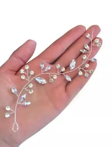 Bridal Crystal Rhinestone Headband Silver Hair Vine Prom Accessories - Picture 1 of 1