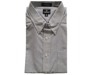 CAMISA DE VESTIR PURITANA HOMBRE RAYAS MANGA CORTA TALLA 18. ESTILO F0008 Foto 1 de 4
