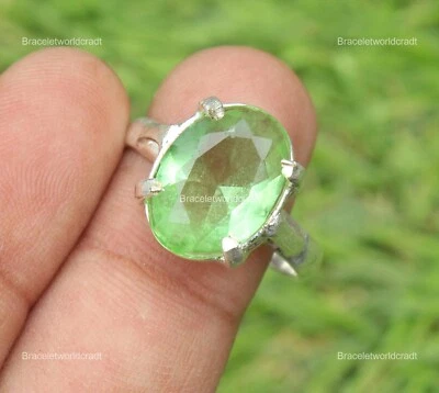 Peridot Stone August Birth Band Channel-Set Ring Jewelry Size 8 Sterling Silver - Image 1 of 4