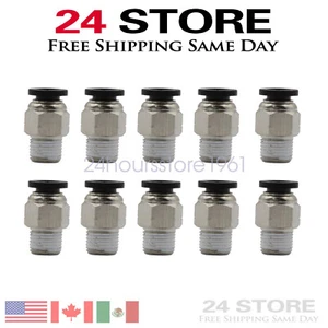 (Qty 10) 1/4 OD Tube X 1/8NPT Pneumatic Fitting Push To connect Air Fitting - Picture 1 of 7