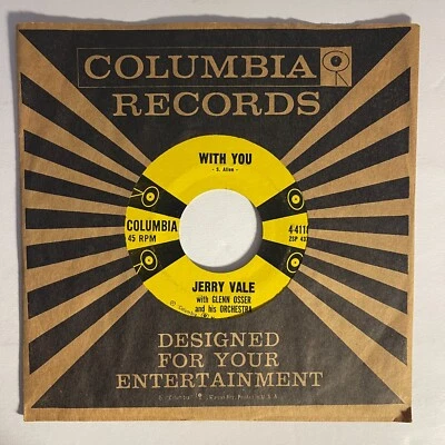 Jerry Vale ‎– Blue Tears (On A White Wedding Gown) 7" Vinyl 1958 Columbia - Image 1 of 3