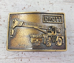 Vintage Drott Bau Deck Kran Ausrüstung Messingfarben Gürtelschnalle 70er LESEN - Bild 1 von 8