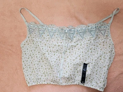 Lucky Brand 女式蓝色花卉印花棉短吊带上衣 - L - 蓝色 — 第 1/4 张图片