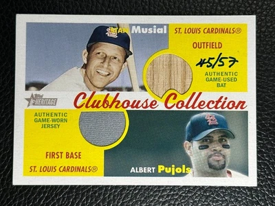 Camiseta deportiva Topps Heritage Clubhouse Collection Stan Musial Albert Pujols 45/57 2006  Foto 1 de 2