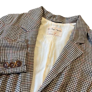 We The Free Houndstooth Blazer Jacket XS Brown Black Red Oversized - Picture 1 of 8