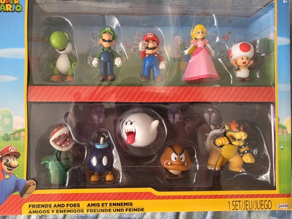 🔥任天堂 Super Mario Friends & Foes 2.5 英寸迷你玩偶 10 件装“损坏的盒子”全新🔥 — 第 1/1 张图片
