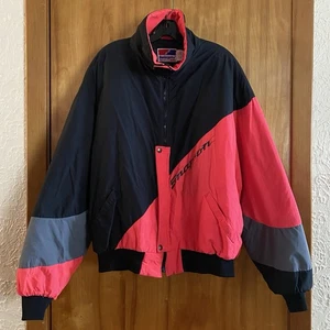 Vintage Snap-On Puffer Windbreaker Herren XXL Schwarz Grau Pink EUC! - Bild 1 von 12