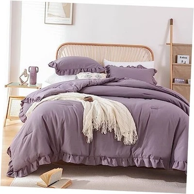  Juego de edredones tamaño grisáceo púrpura 3 piezas (1 Queen gris púrpura Foto 1 de 4