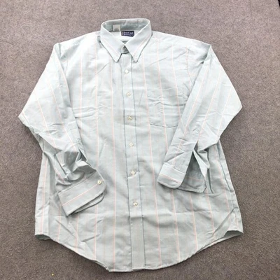 Vintage DeeCee Shirt Mens Large 16 32 Green Striped Long Sleeve USA Western * - Image 1 of 4