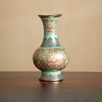 Jarrón de esmalte de cerámica de 8 pulgadas para el hogar arreglo floral decoración adorno Foto 1 de 4